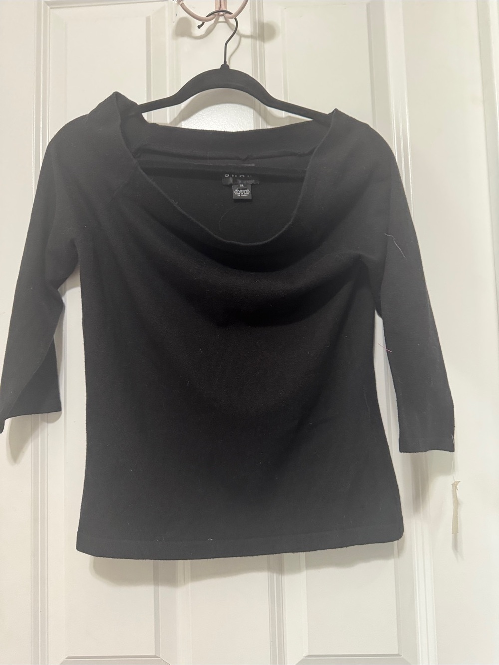Black Scoop Boat Neck 3/4 Sleeve Sweater